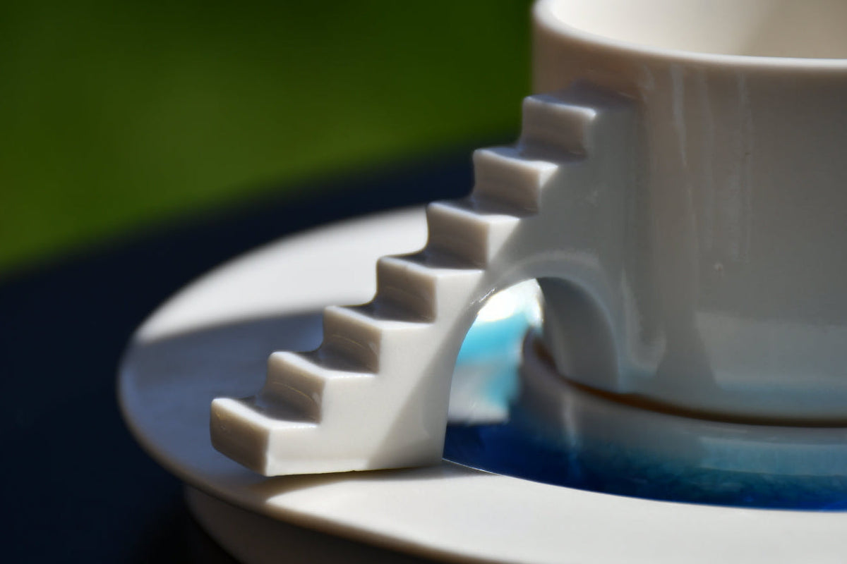 Castle Coffee Set – Handmade Cup and Saucer Set（blue glass)