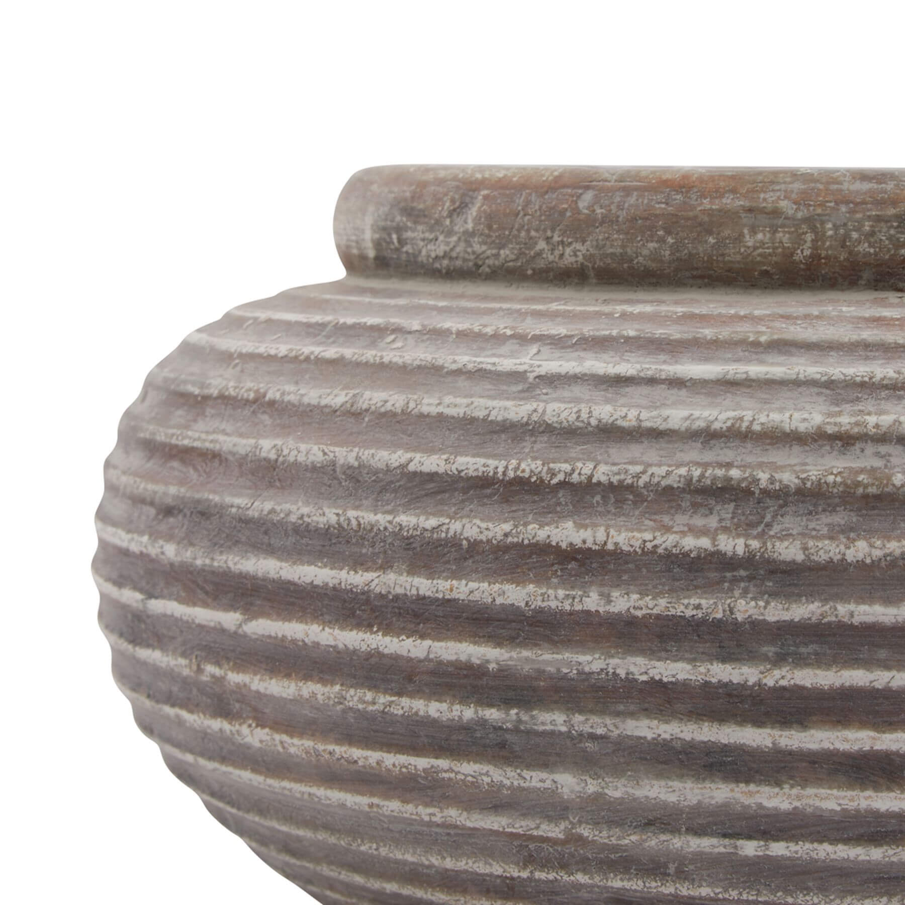 Siena Brown Ribbed Round Planter for Modern Spaces