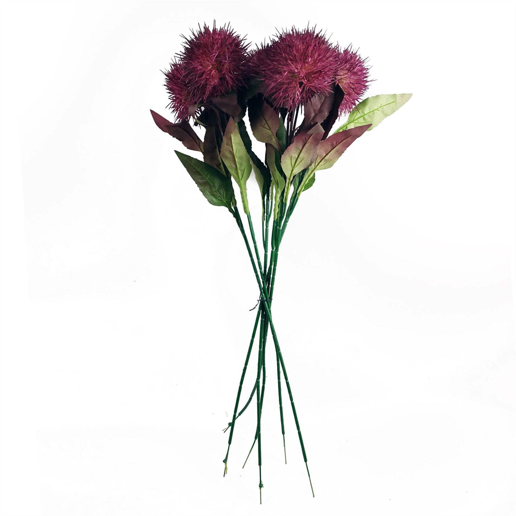 Pack of 6 x 70cm Globe Thistle Purple Ball Artificial Flower Stem-1