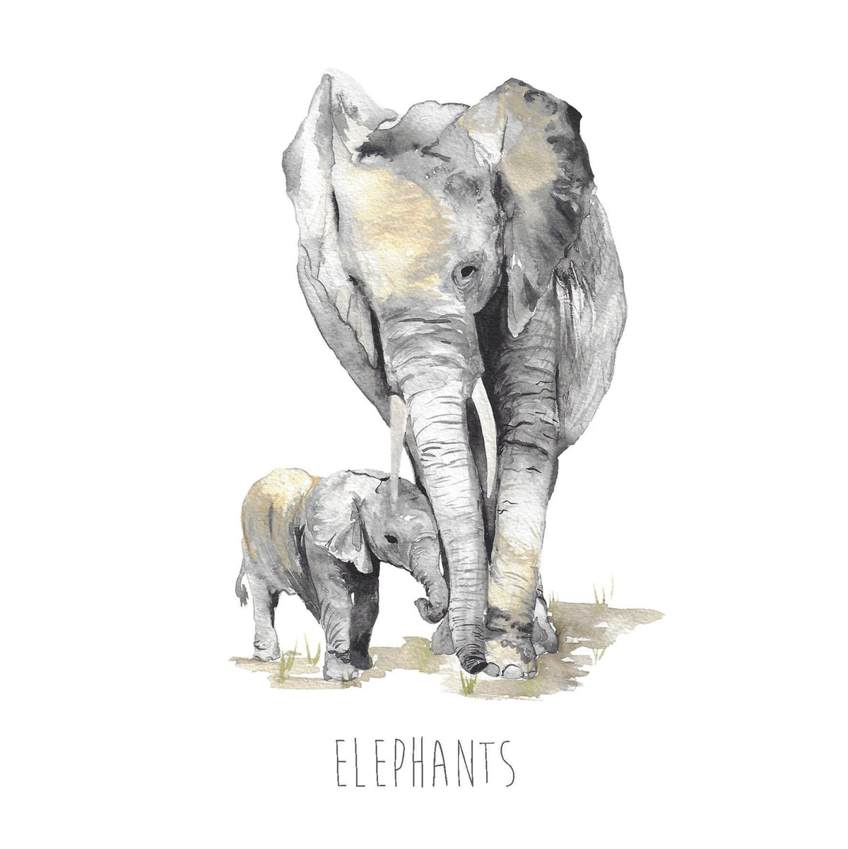 Elephants Hand Painted Greetings Card