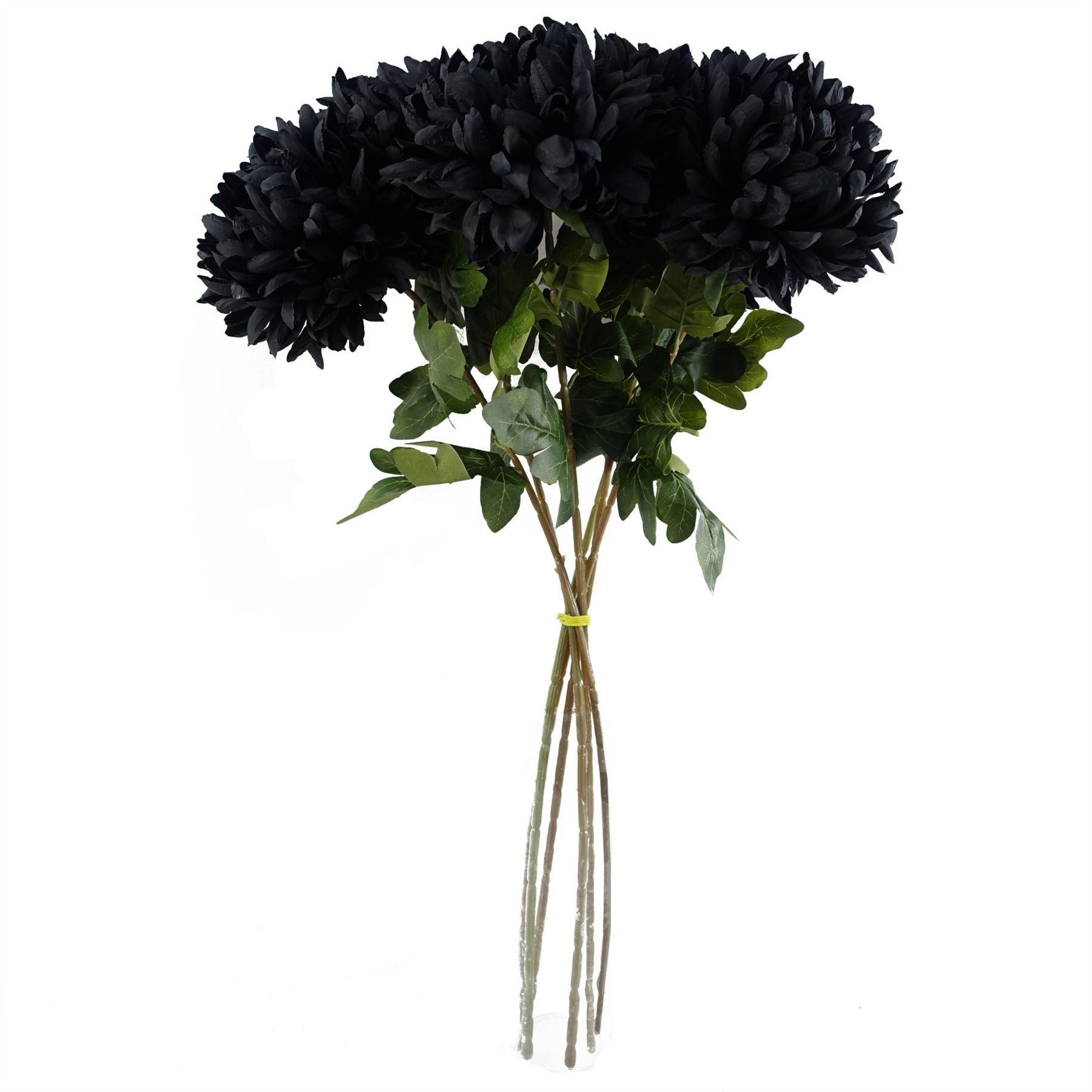 Pack of 6 x Artificial Flowers Extra Large Reflex Chrysanthemum - Black 75cm-2