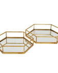 Gold Hexagon Tray Set Two Pieces