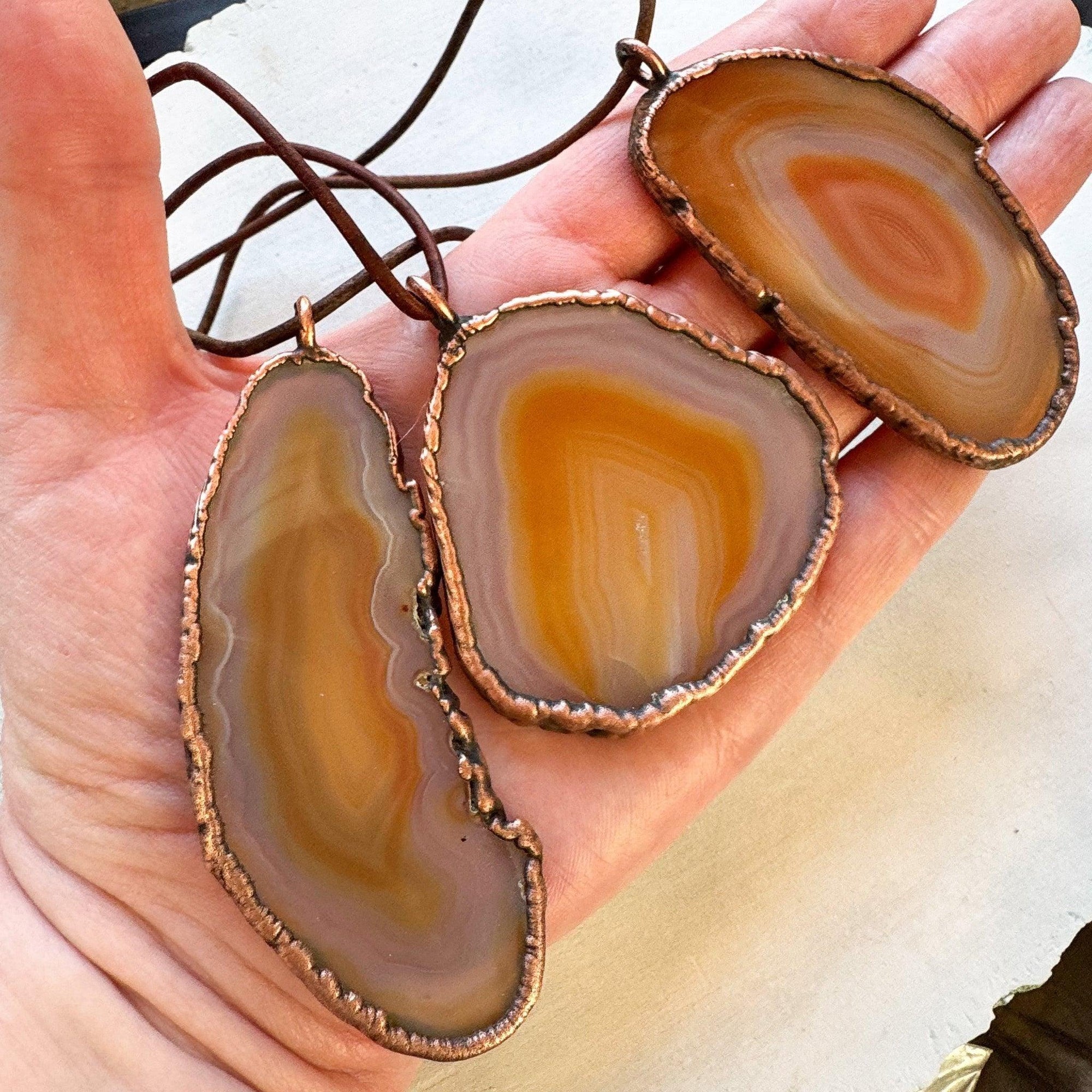 Red Agate Slice Necklace - Boho Pendant | Handmade by Blackbird &amp; Sage