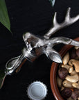Vintage Silver Nickel Stag Bottle Opener | Rustic Barware