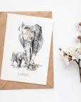 Elephants Hand Painted Greetings Card