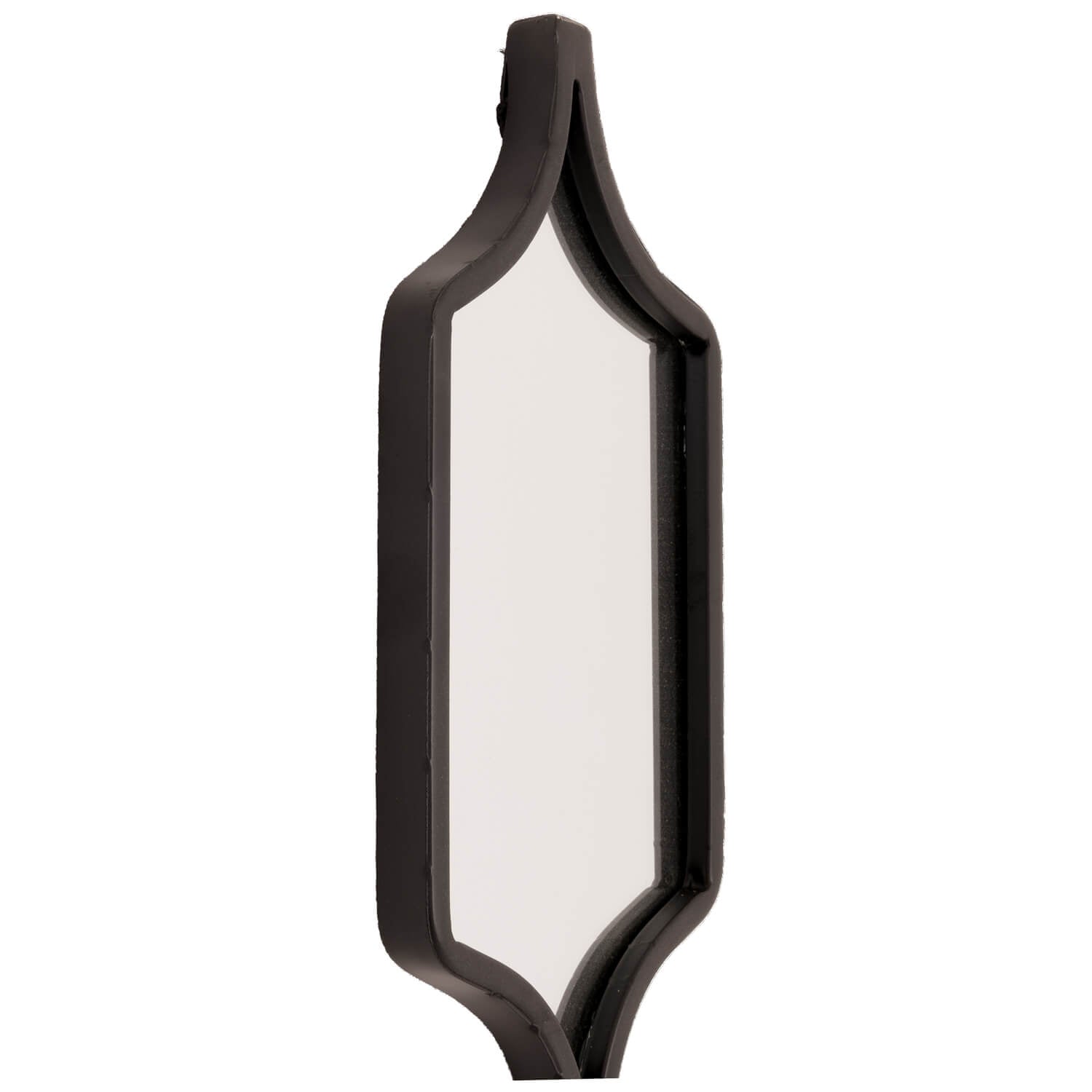 Sleek black hanging mirror with matte metal frame, minimalist rectangular design for modern home decor by RoomLondon at brixbailey.com