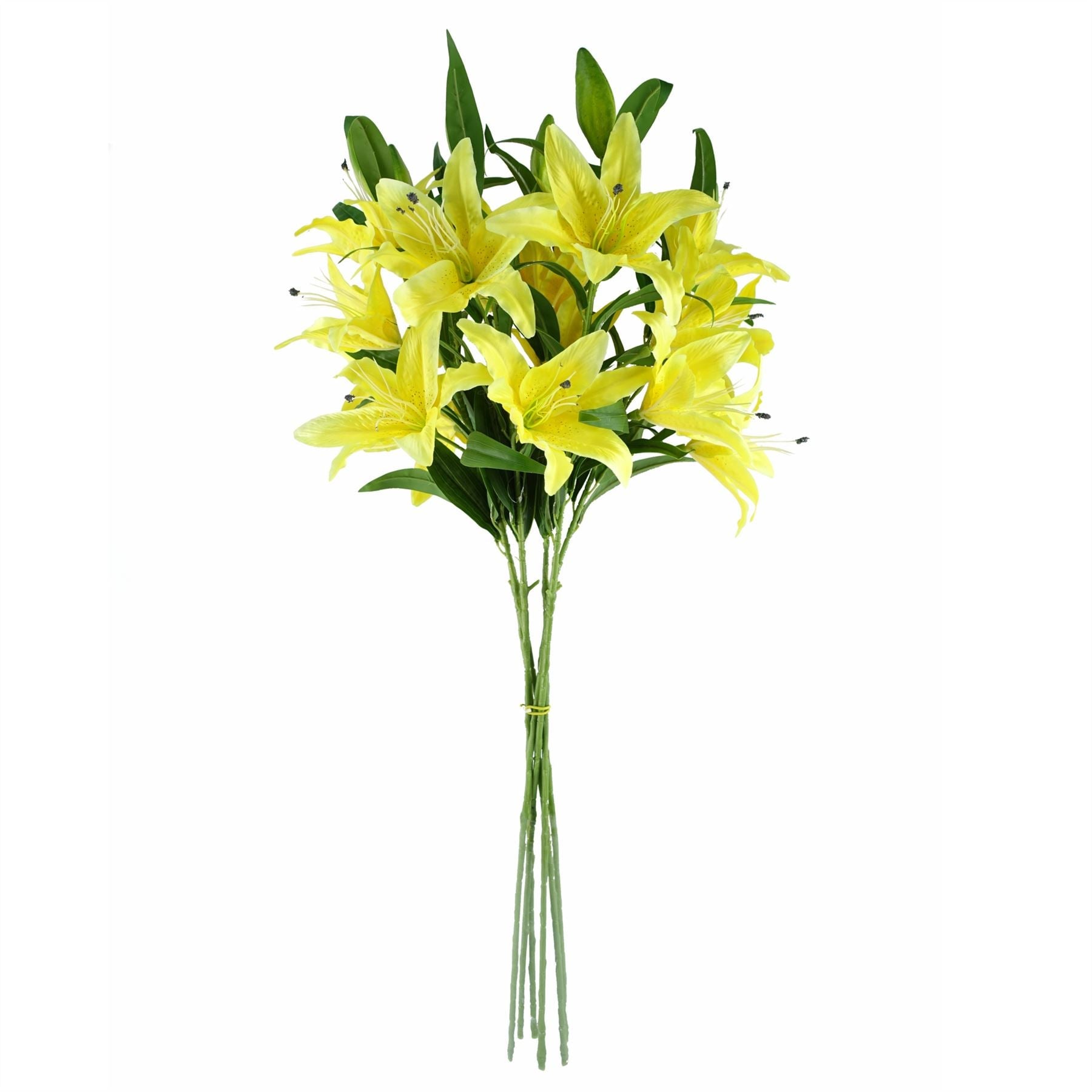 Pack of 6 x Artificial Flowers Large Yellow Lily Stem - 3 Flowers 100cm-2