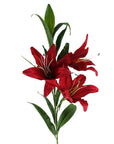 Pack of 6 x Artificial Flowers Large Red Lily Stem - 3 Flowers 100cm-4