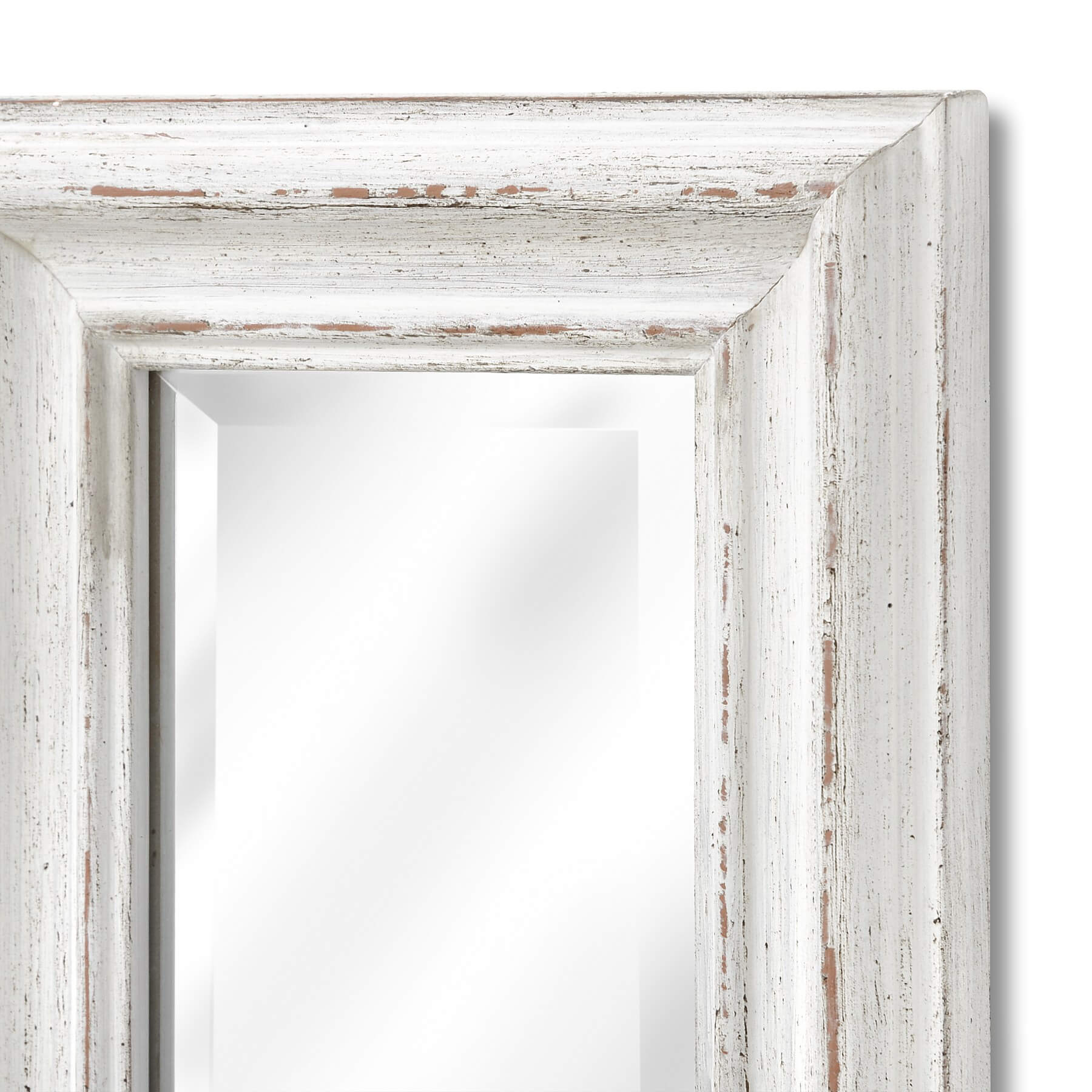 Vintage Antique White Narrow Wall Mirror | Classic Elegance