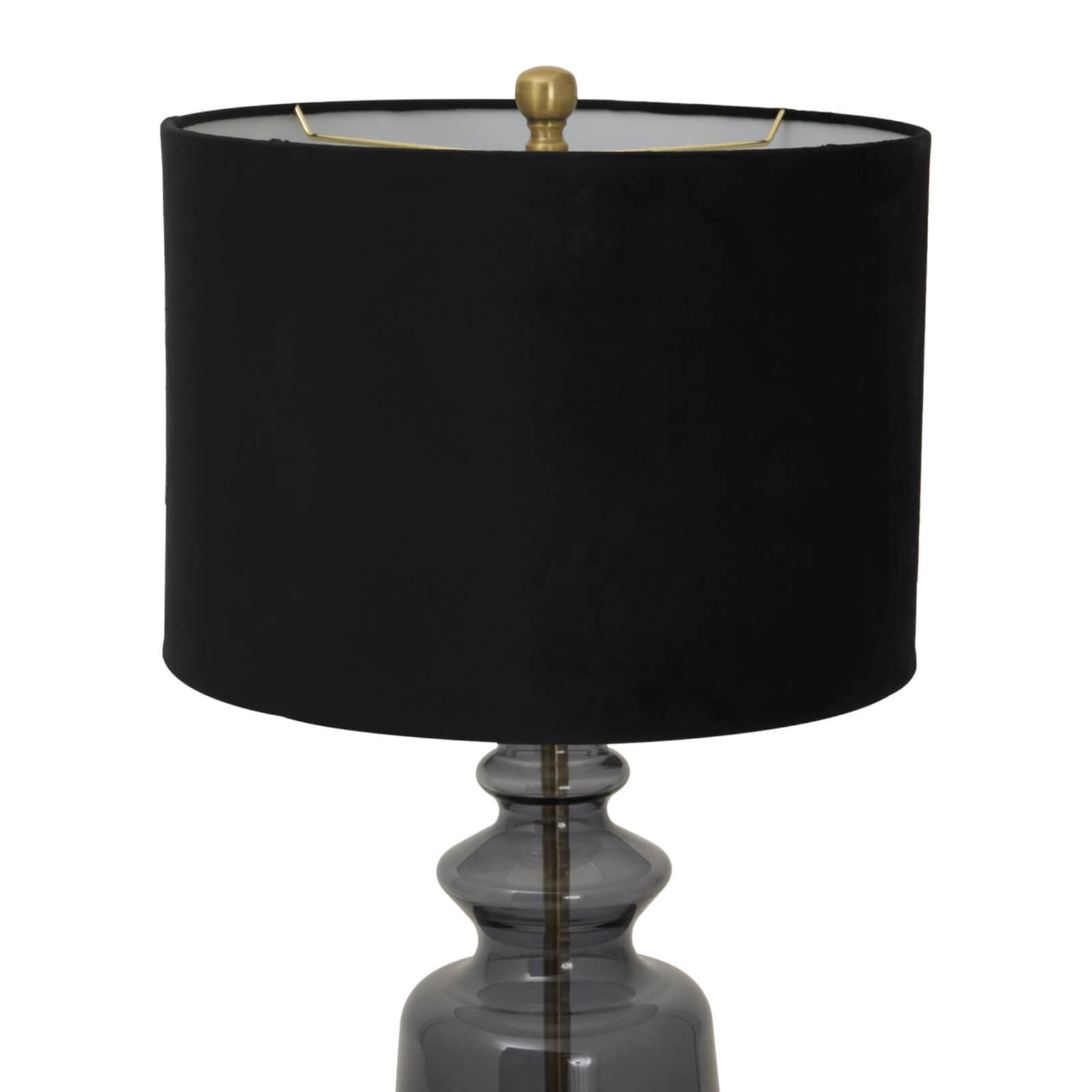 Glass Urn Lamp with Black Velvet Shade