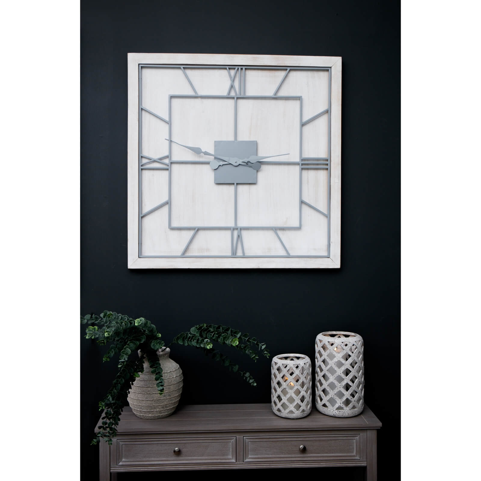 Elegant Williston White Square Wall Clock | Large Modern Design
