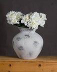 Large antique white ceramic vase with Greek-inspired design, 41cm tall, neutral stone finish for floral arrangements by sostter at brixbailey.com