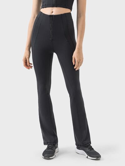 Zipper Detail High Waist Active Pants-0