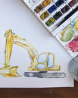 Watercolour Digger Children's wall print