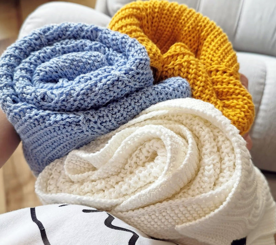 Cellular bamboo baby blanket - Coconut - Seashell