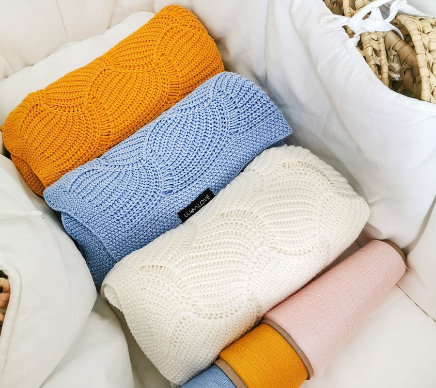Cellular bamboo baby blanket - Coconut - Seashell