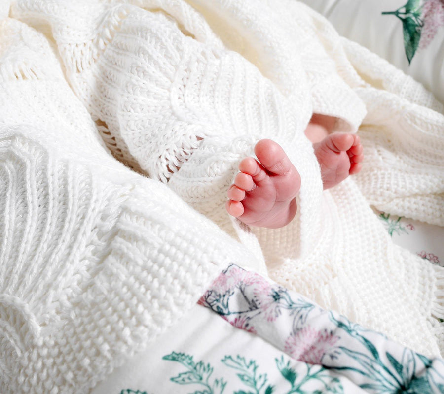 Cellular bamboo baby blanket - Coconut - Seashell