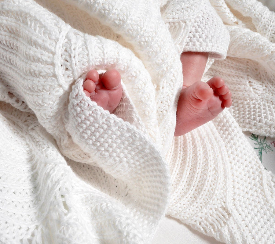 Cellular bamboo baby blanket - Coconut - Seashell