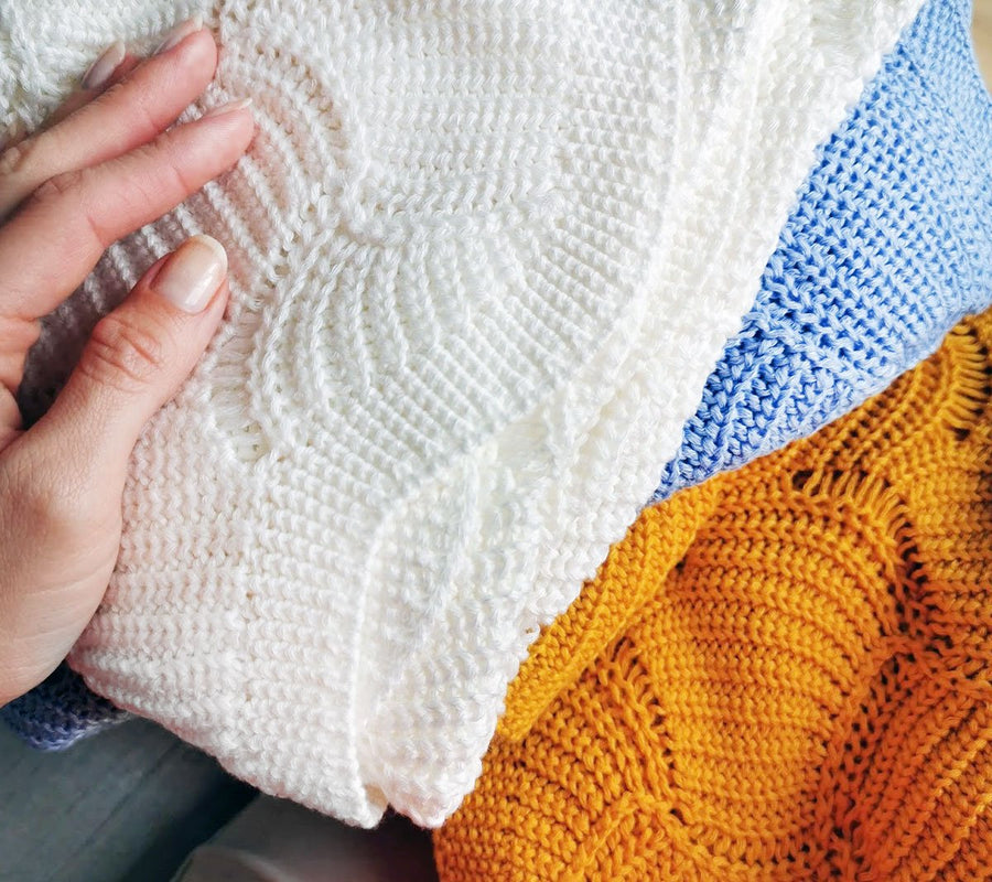 Cellular bamboo baby blanket - Coconut - Seashell