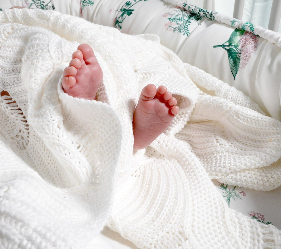 Cellular bamboo baby blanket - Coconut - Seashell