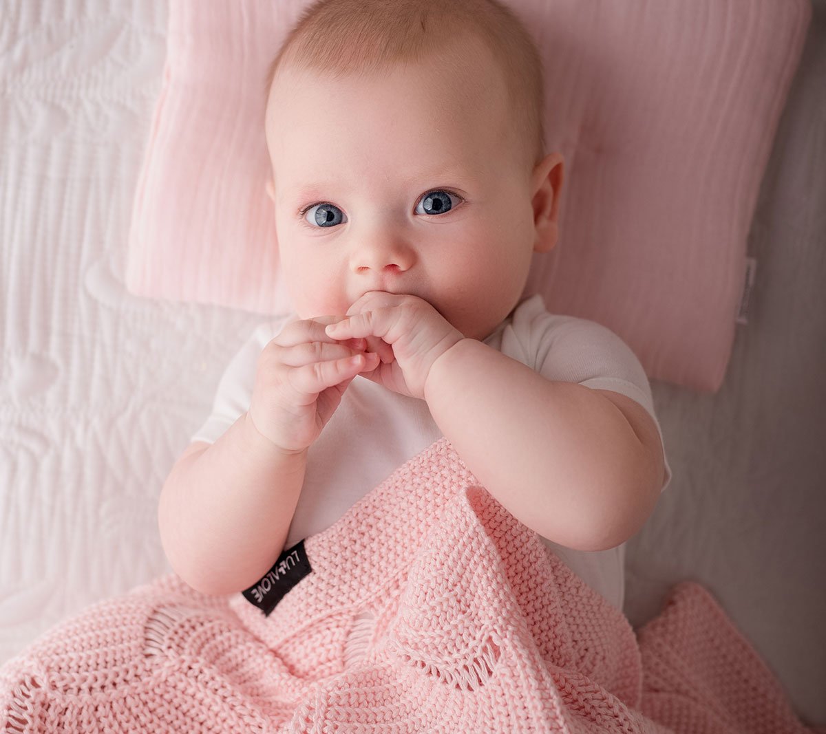 Rose Quartz Seashell Cellular Bamboo Baby Blanket - Hypoallergenic & Breathable 80x100 cm - OEKO-TEX Certified by Lullalove UK at brixbailey.com