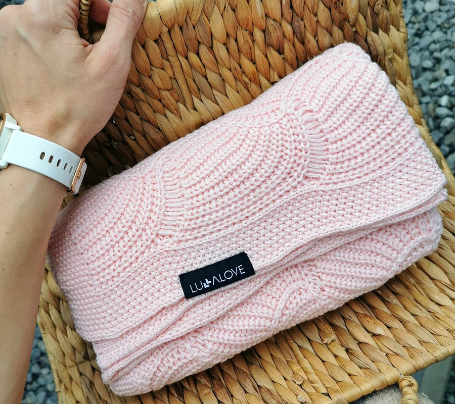 Rose Quartz Seashell Cellular Bamboo Baby Blanket - Hypoallergenic & Breathable 80x100 cm by Lullalove UK at brixbailey.com