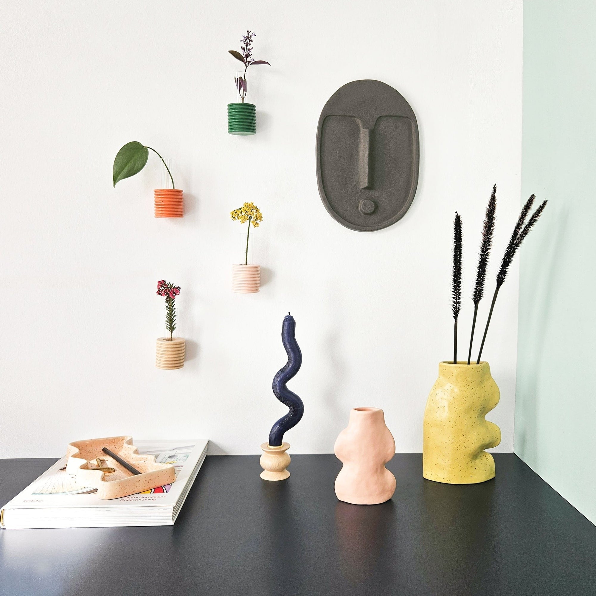 Abstract Ceramic Wall Mask in Grey