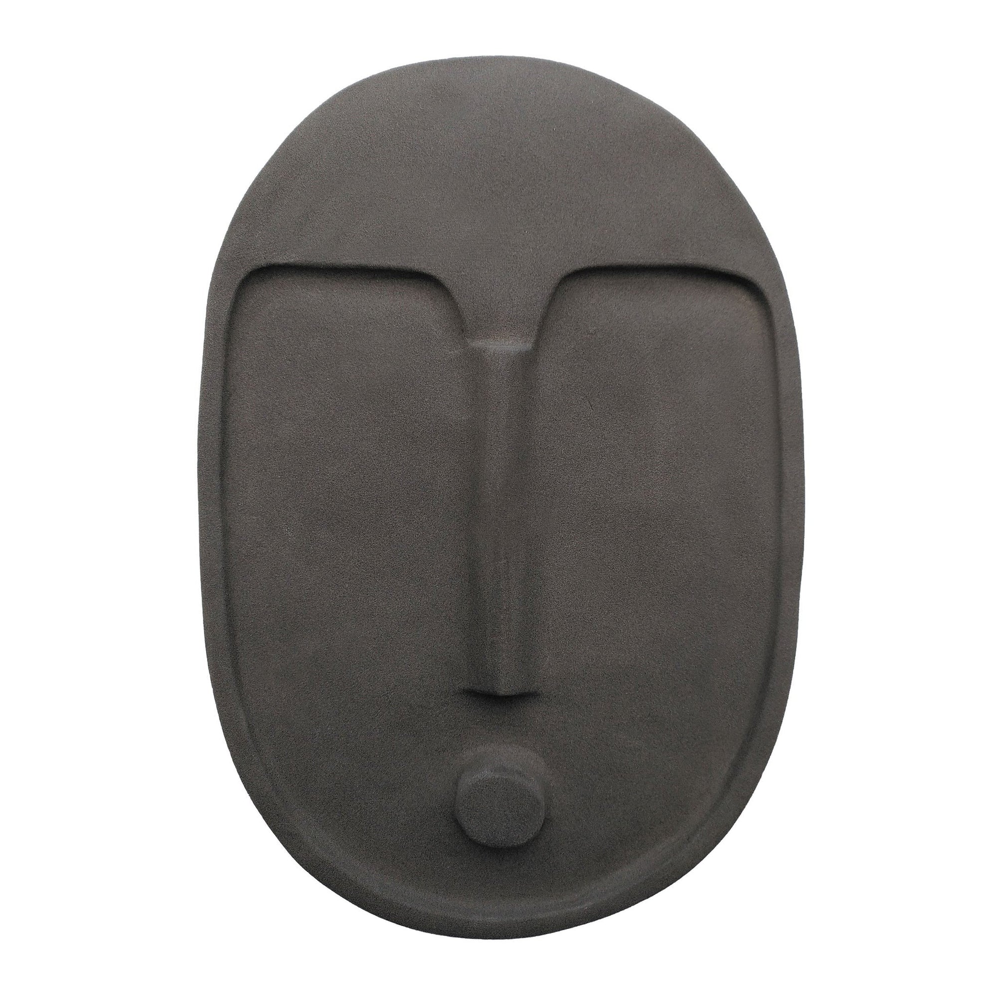 elegant abstract ceramic wall mask in matte terracotta, a minimalist art piece for a refined gallery wall