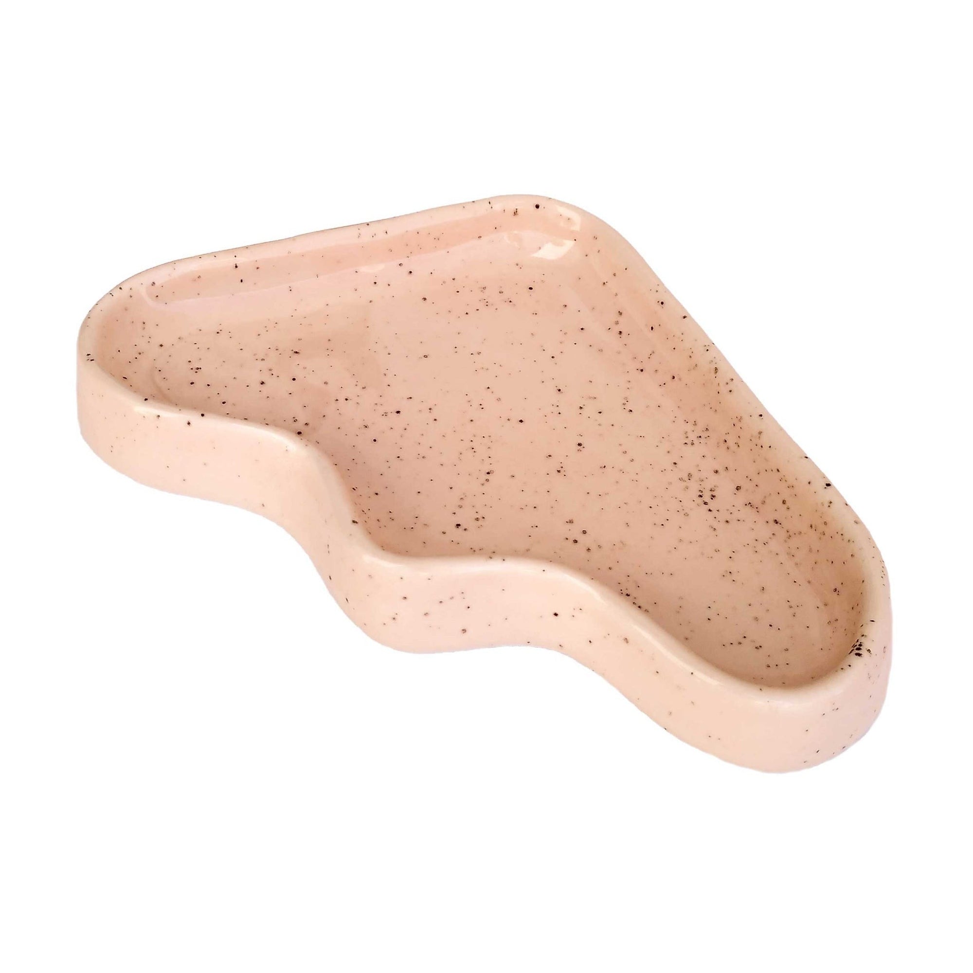 Ceramic Wave Tray in Speckled Peach