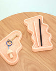 Ceramic Wave Tray in Speckled Peach