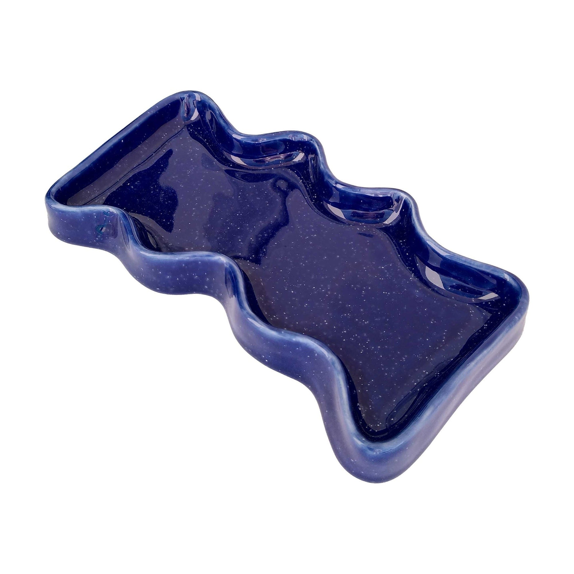 Rectangular Blue Ceramic Wave Tray
