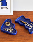 Rectangular Blue Ceramic Wave Tray