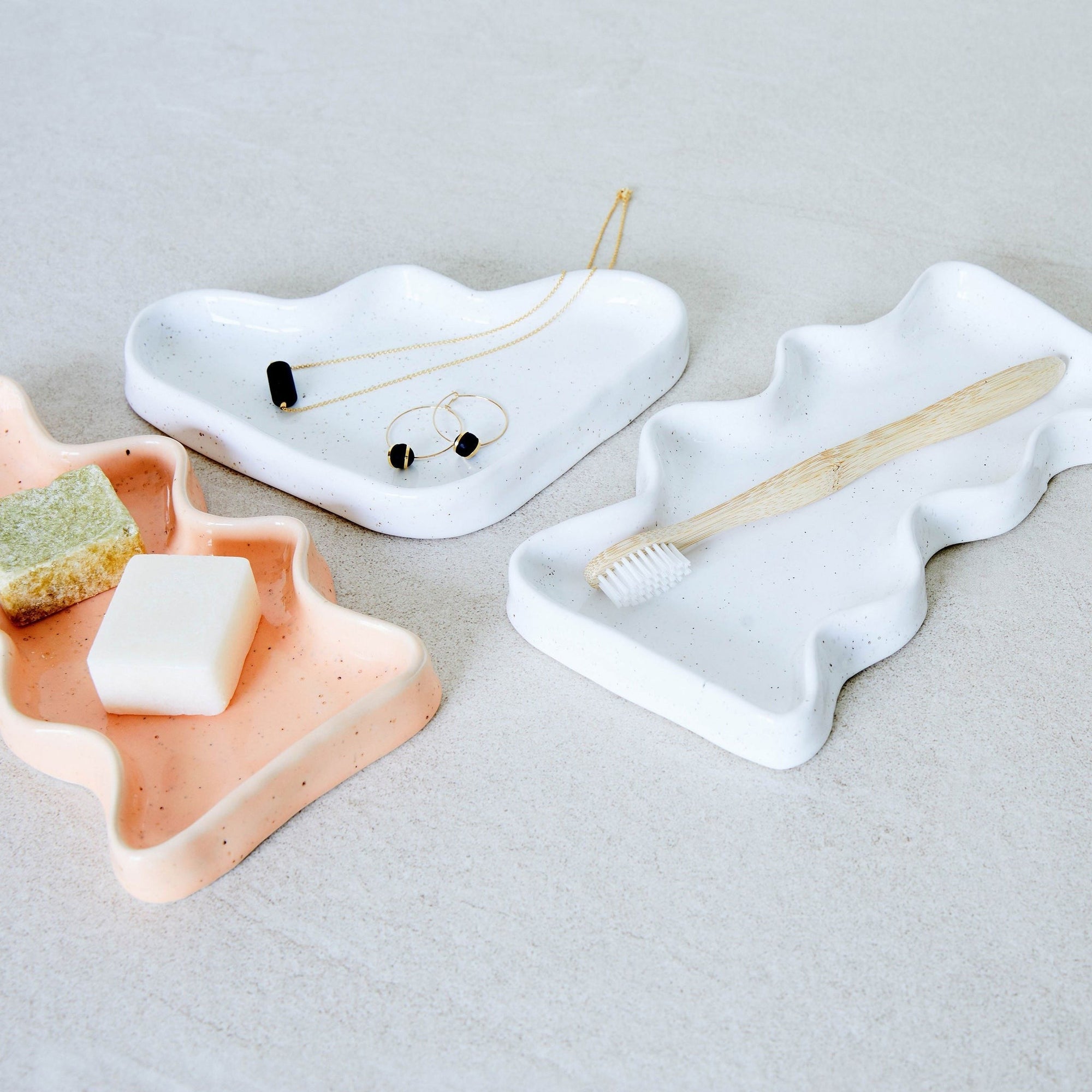 Ceramic Wave Tray in Playful White