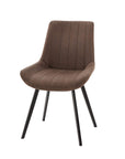 Coffee Brown Dining Chair with Channel Stitching and Metal Legs