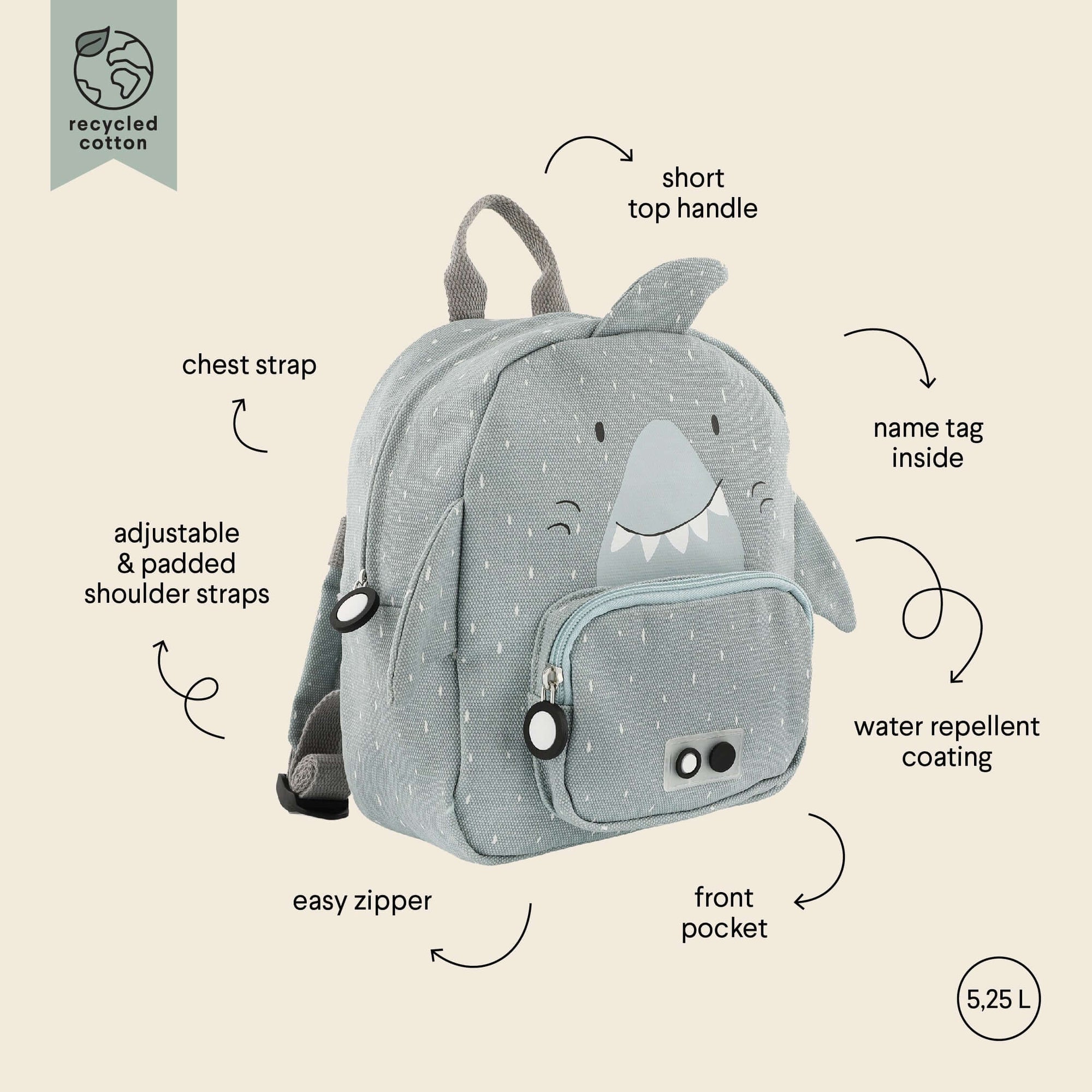 Shark Shaped Kids Backpack