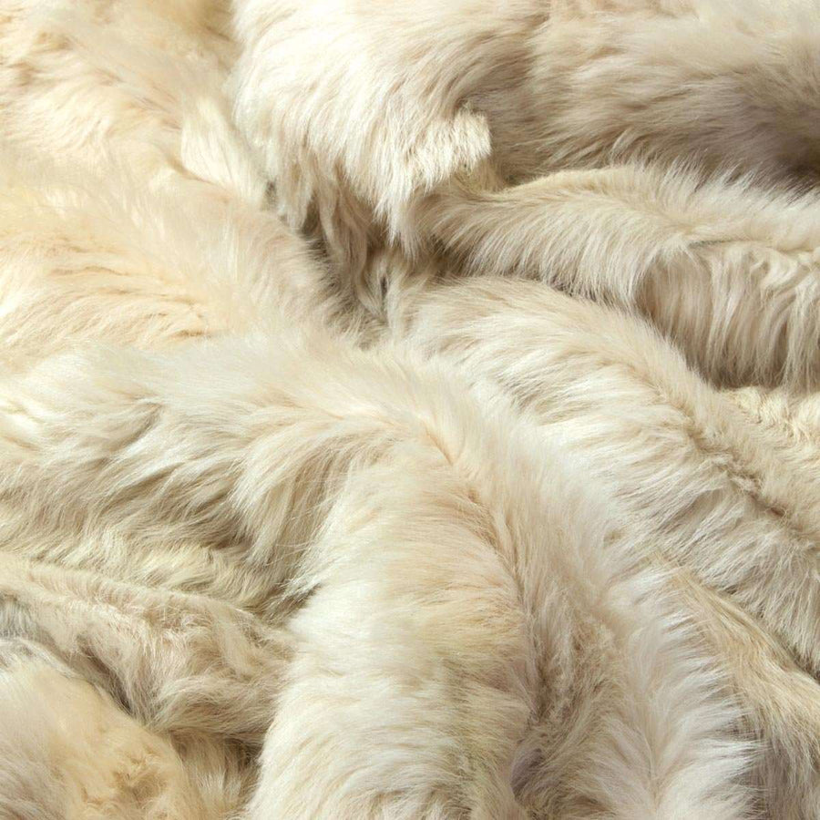 Luxury champagne Tuscan shearling throw rug, premium handcrafted unique design for bed or sofa, best-selling warm textured home decor by Wildash London at brixbailey.com
