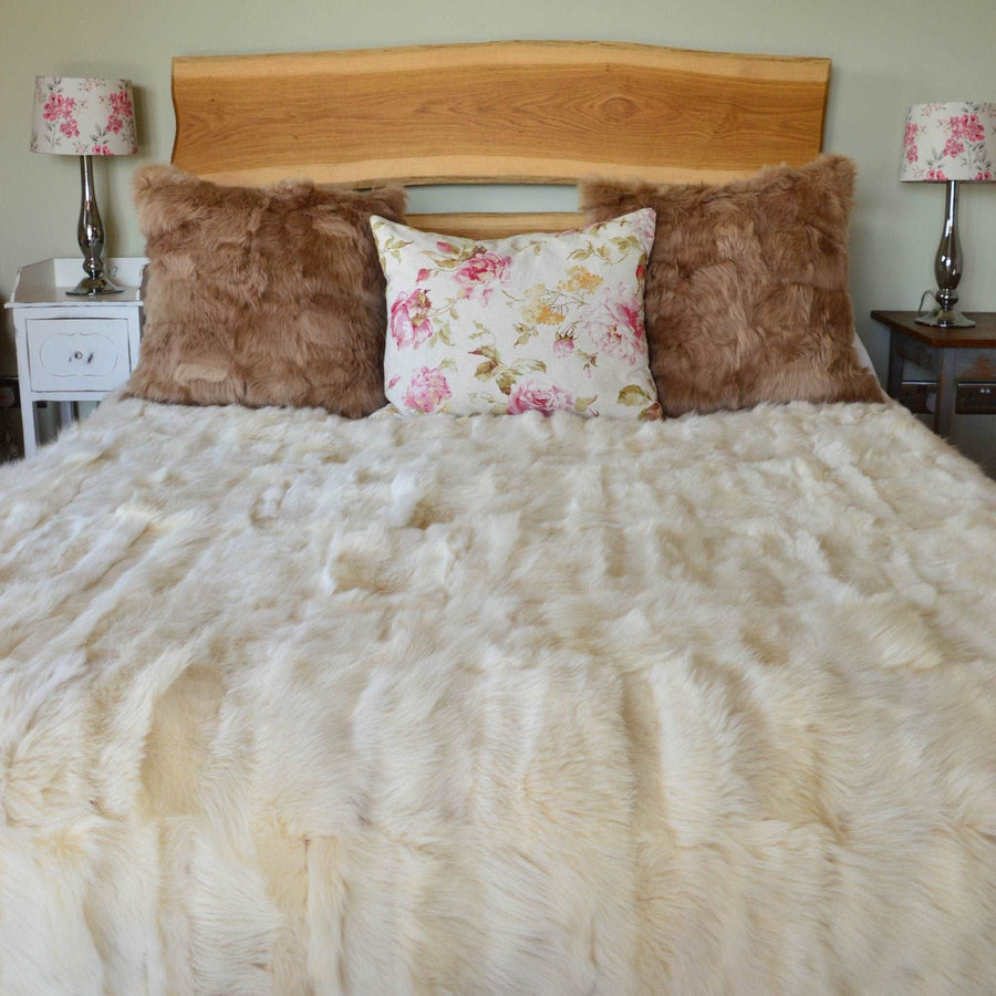 Luxury champagne Tuscan shearling throw, premium handcrafted rug, unique natural texture, best-selling warm stylish home decor by Wildash London at brixbailey.com