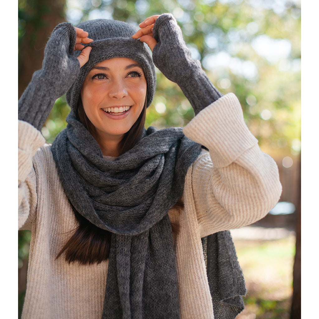 Charcoal Essential Knit Alpaca Gloves