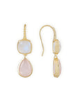 Charis Double Gemstone Earrings Moonstone & Rose Quartz