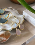 Charis Double Gemstone Earrings Moonstone & Rose Quartz