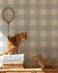 Light Blue Classic Check Wallpaper