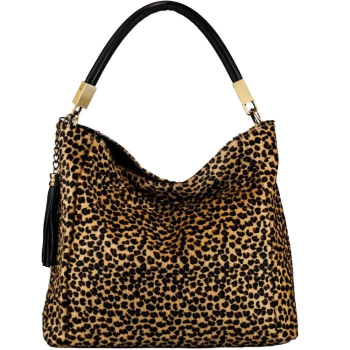Cheetah Print Leather Tassel Bag – Stylish &amp; Versatile by Sostter at brixbailey.com
