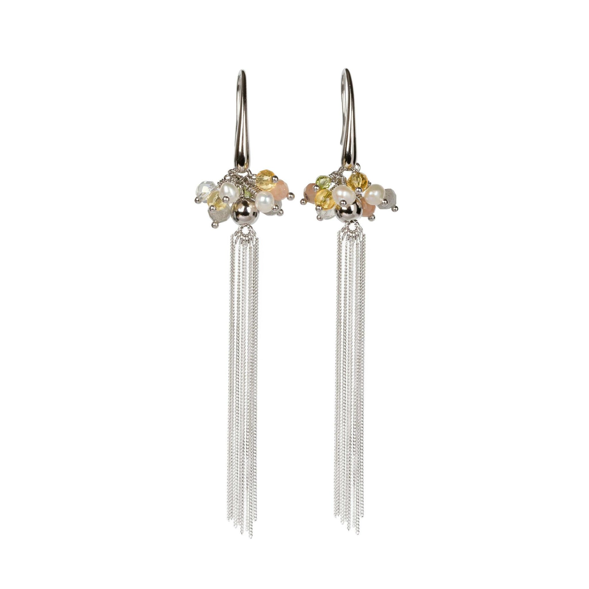 Cherie Tassel Earrings – Retro Pearl & 925 Silver Elegance by MyaMoon at www.brixbailey.com