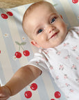 Anti-Roll Wedge Baby Changing Mat - Cherry Stripe