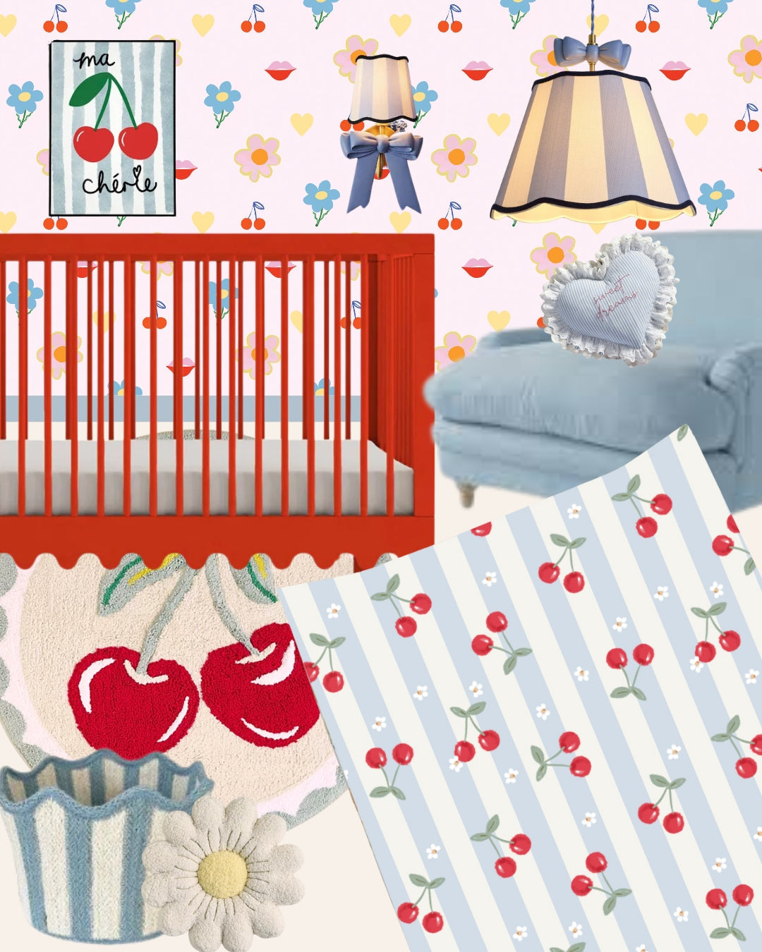 Standard Changing Mat - Cherry Stripe