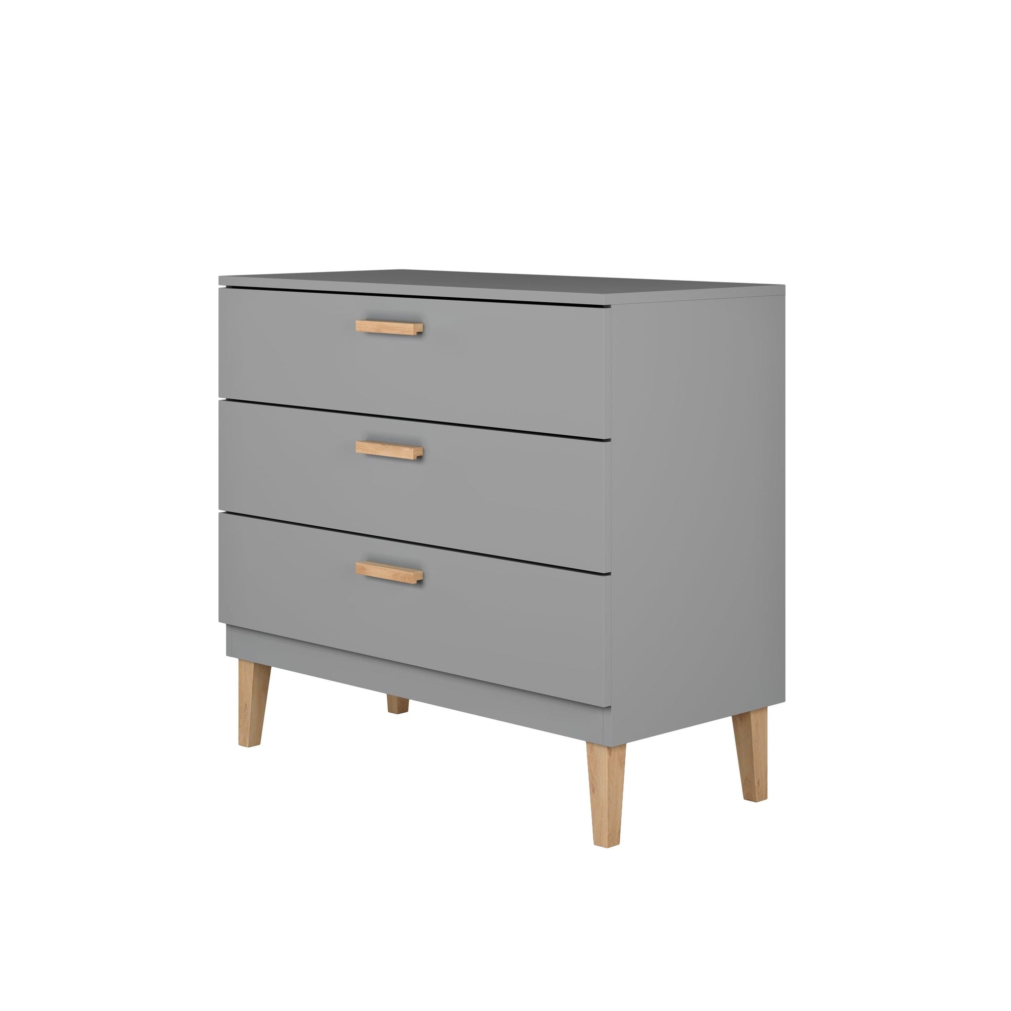 Grey Chest of Drawers with Oak Legs