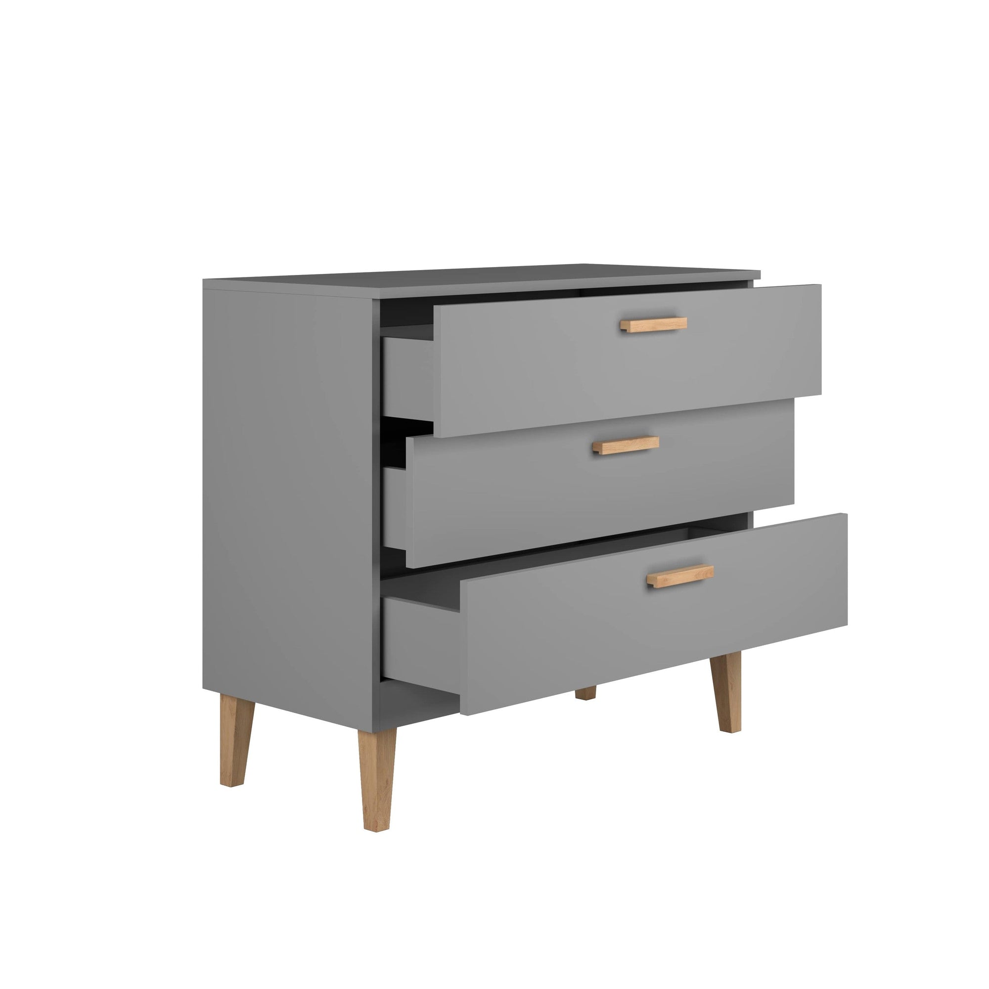 Grey Chest of Drawers with Oak Legs