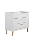 White Chest of Drawers with Oak Accent