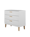 White Chest of Drawers with Oak Accent