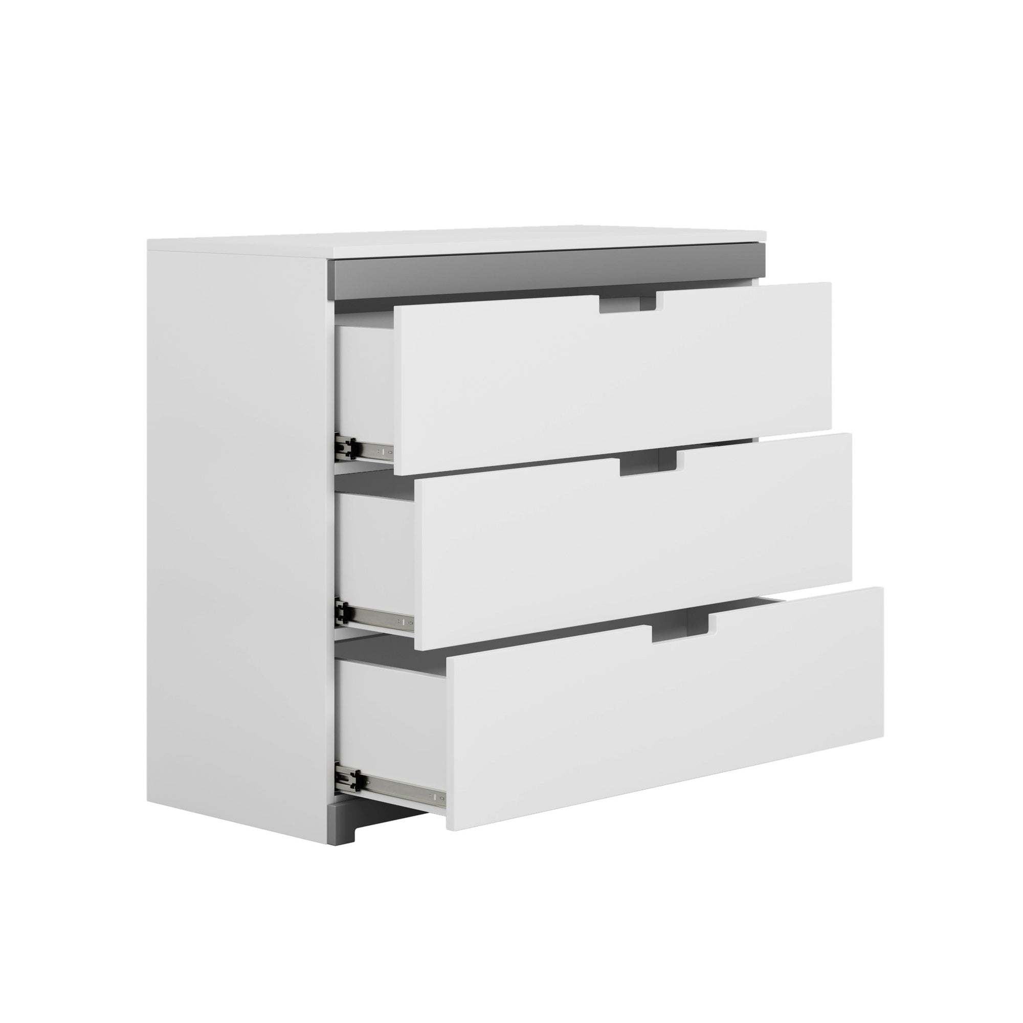 White Chest of Drawers with Grey Detail